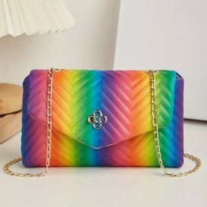 Rainbow Quilted Crossbody Bag